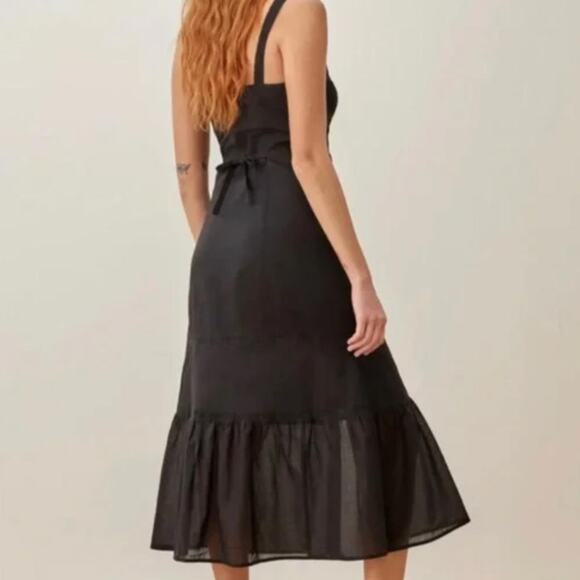 NWOT Reformation Dianne Organic Cotton Midi Dress Black Size 6 - Picture 3 of 8